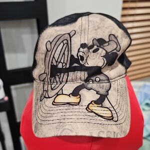 Disney Steamboat Willie Tan and Black Hat